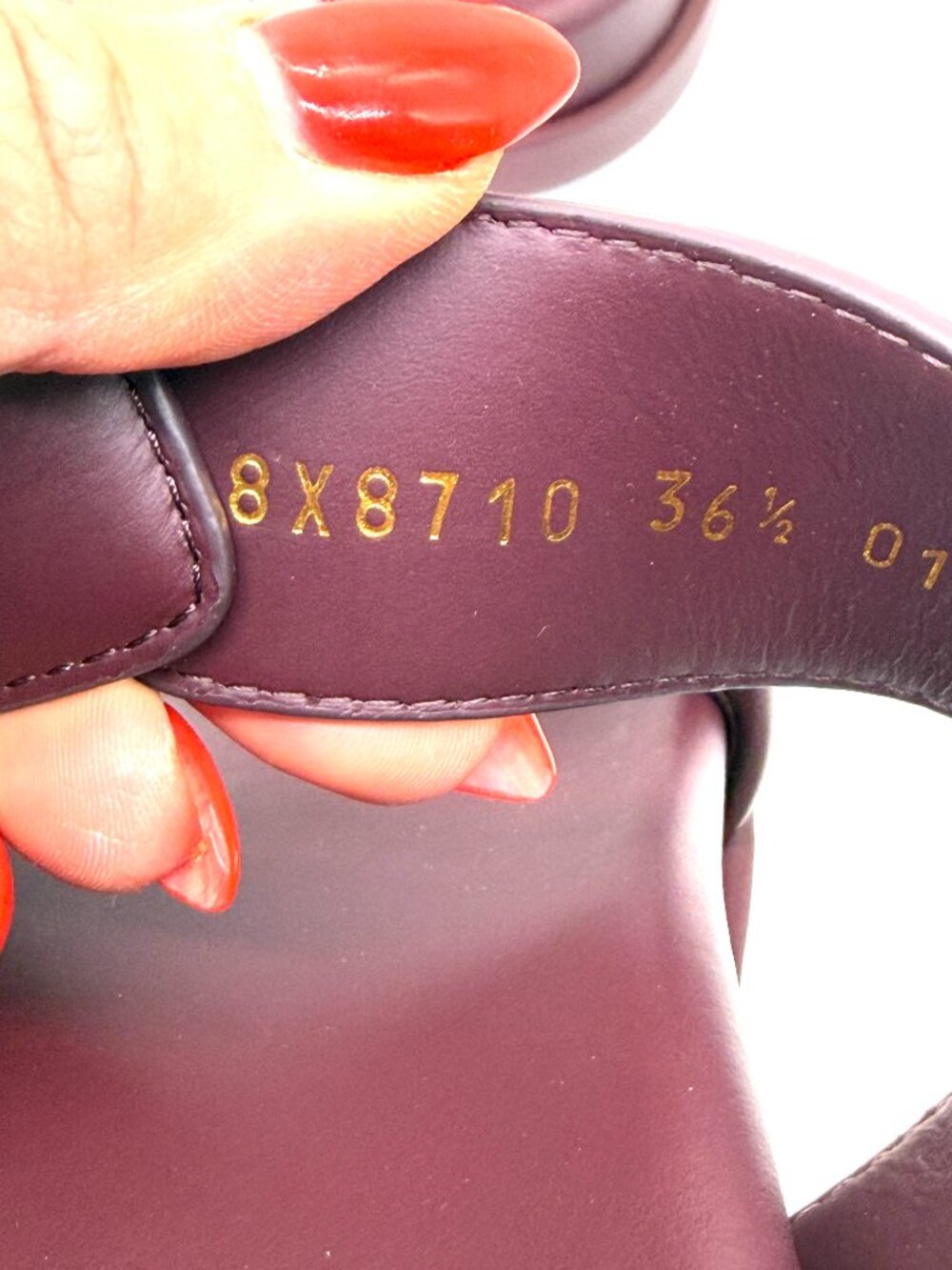 FENDI Feel FF Logo Double Band Flat Leather Slide Dad Sandals Shoes Plum - Picture 12 of 14